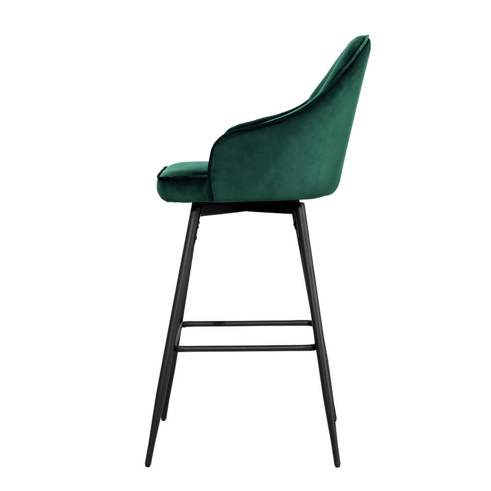 Modern Metal Green Velvet Bar Stools