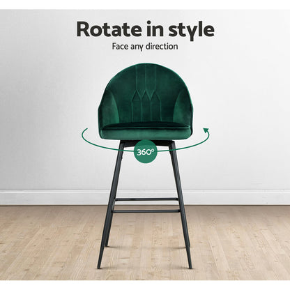 Modern Metal Green Velvet Bar Stools