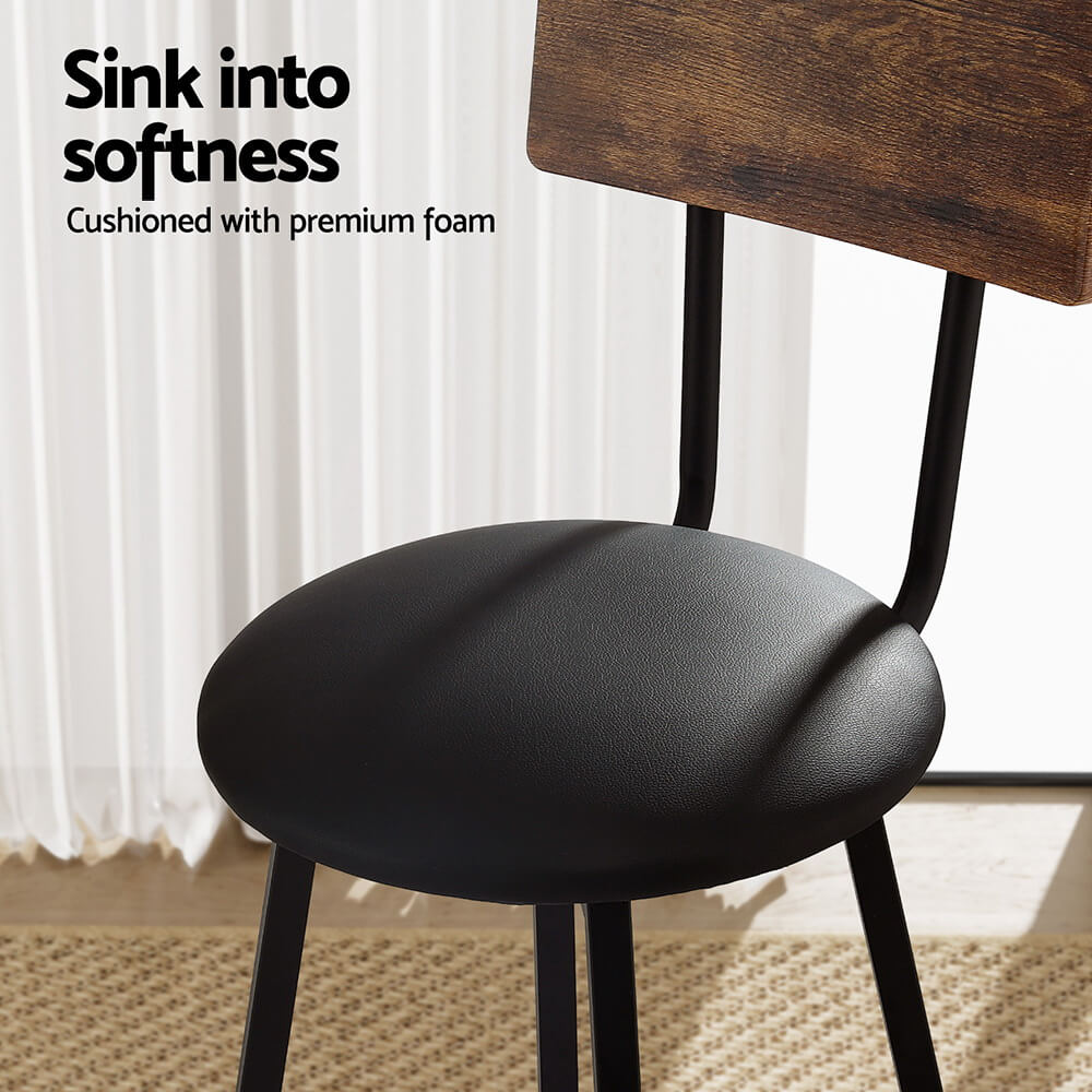 Industrial Metal Wooden 72cm Black Bar Stools
