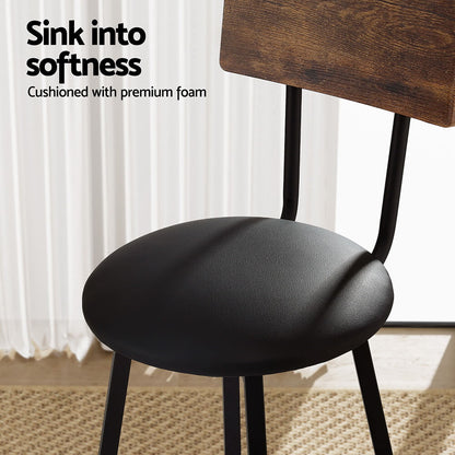 Industrial Metal Wooden 72cm Black Bar Stools