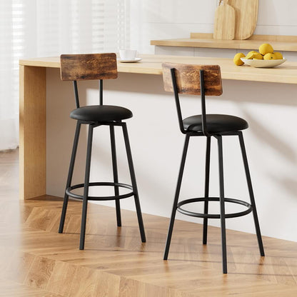 Industrial Metal Wooden 72cm Black Bar Stools