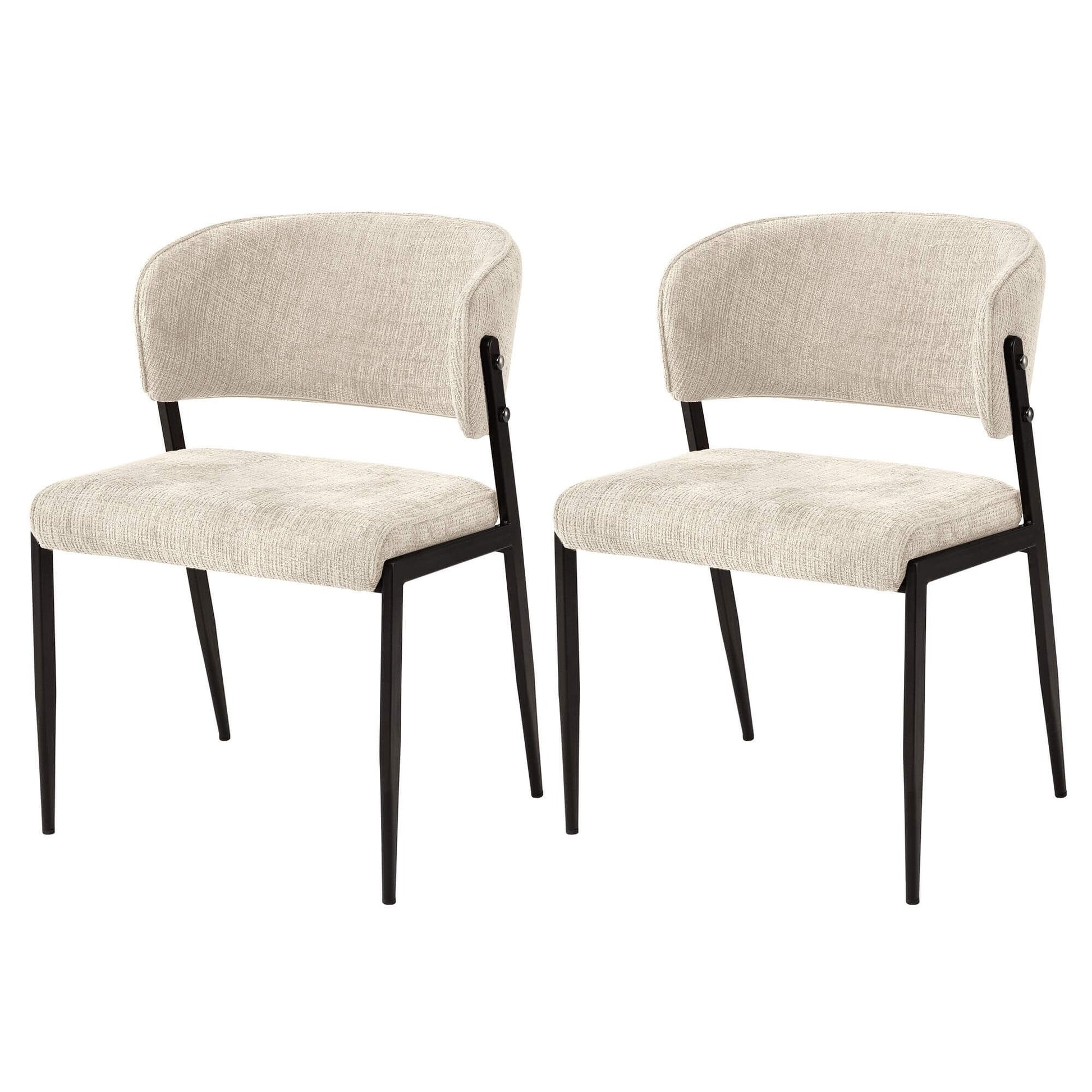 Regency | Grey Mustard Beige Linen Fabric Wooden Dining Chairs | Set Of 2
