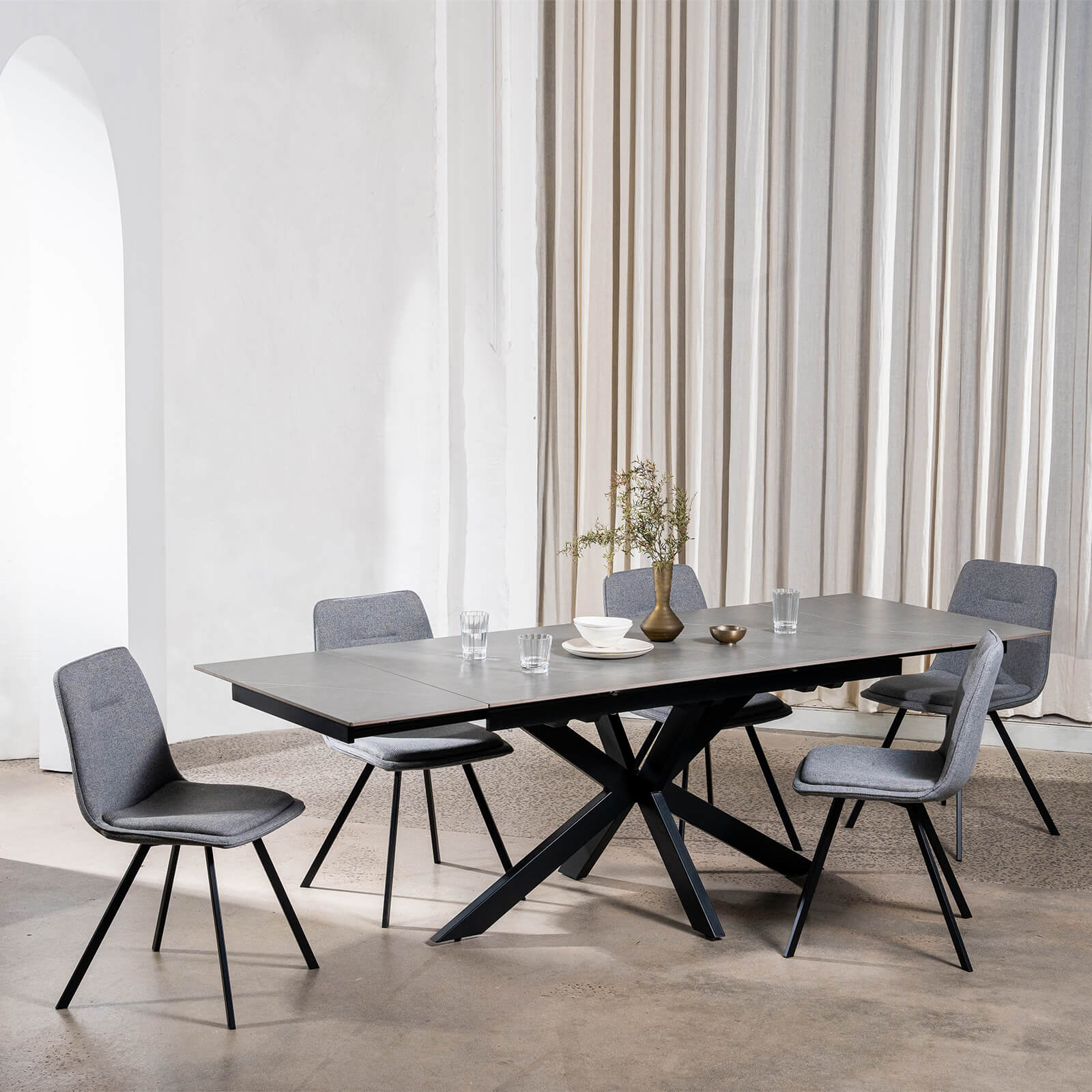 Regency | Contemporary Grey White Ceramic 6 - 8 Extension Dining Table | Grey