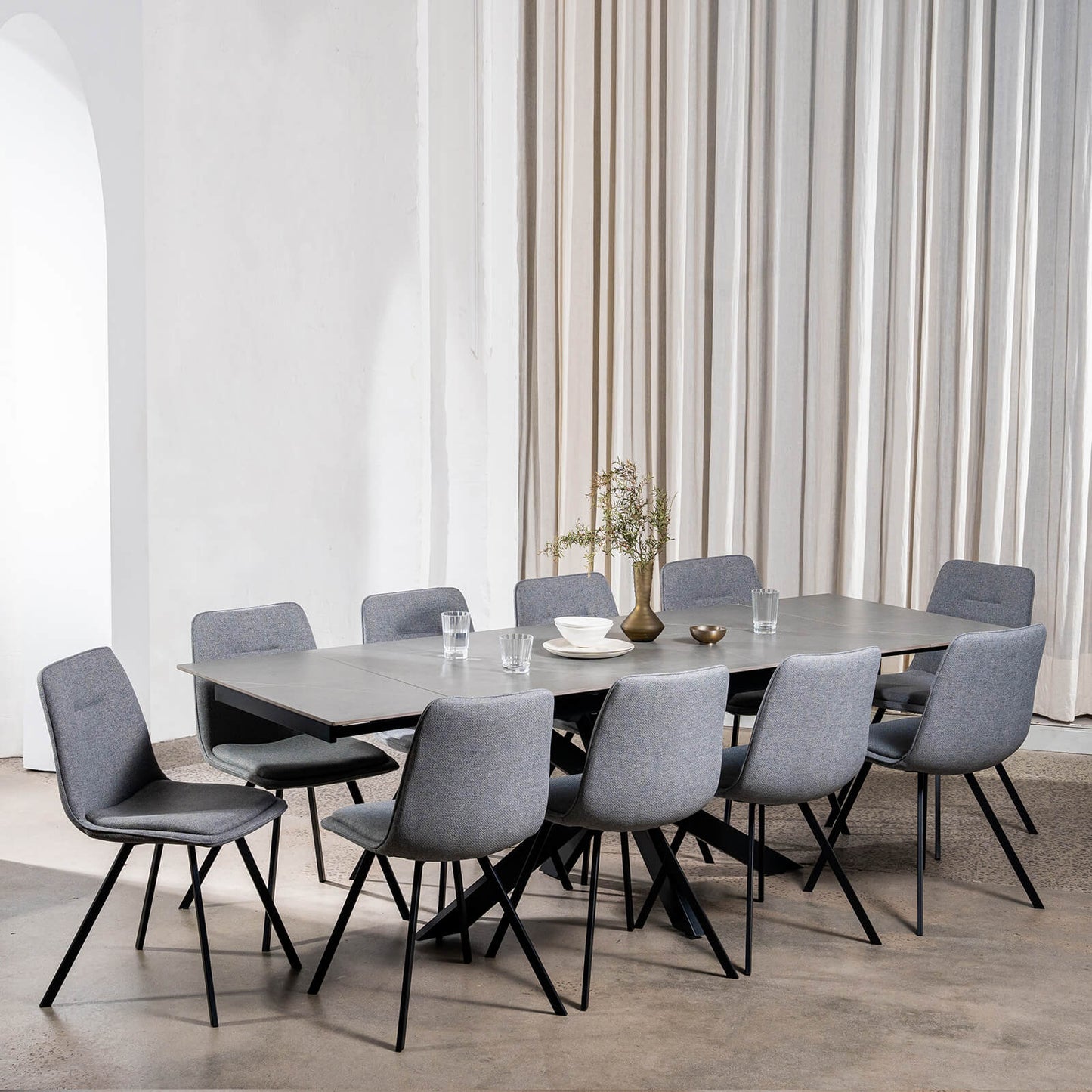 Regency | Contemporary Grey White Ceramic 6 - 8 Extension Dining Table | Grey