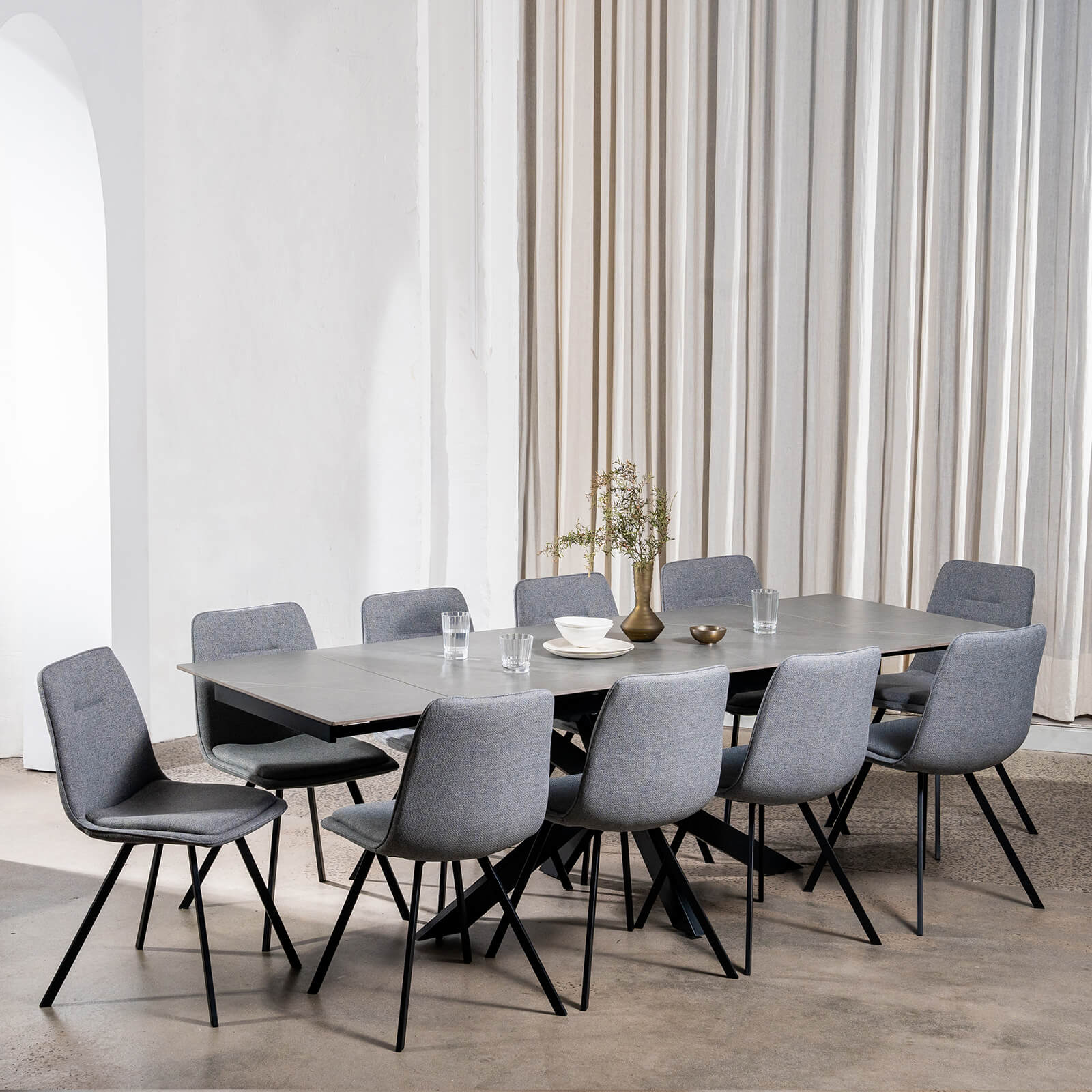 Regency | Contemporary Grey White Ceramic 6 - 8 Extension Dining Table | Grey