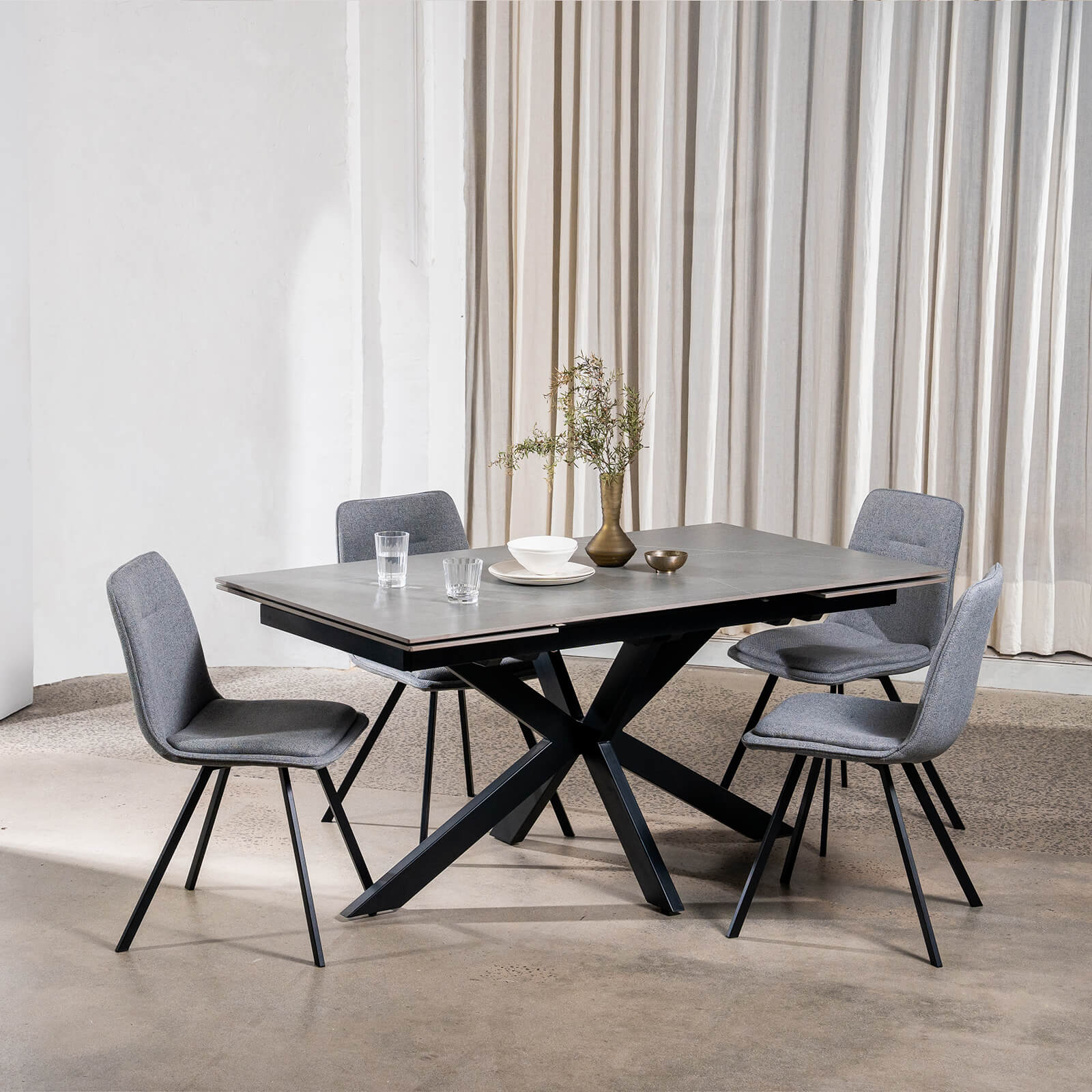 Regency | Contemporary Grey White Ceramic 6 - 8 Extension Dining Table | Grey