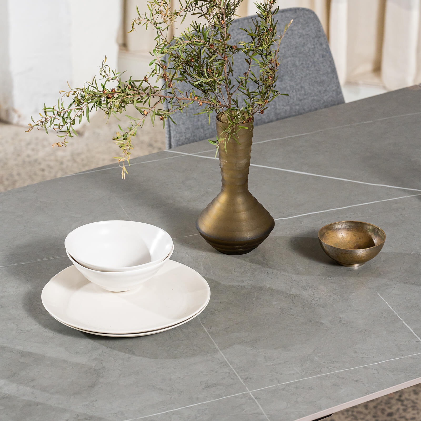 Regency | Contemporary Grey White Ceramic 6 - 8 Extension Dining Table | Grey