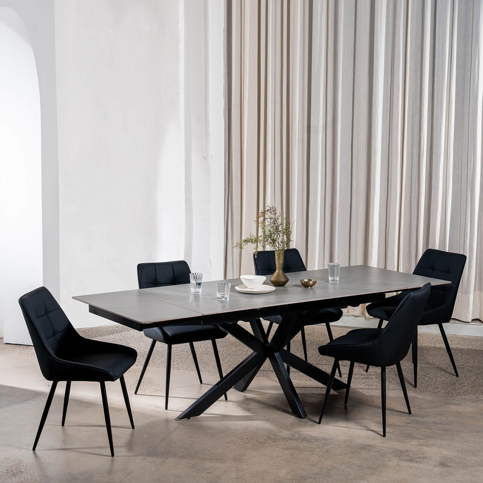 Regency | Contemporary Grey White Ceramic 6 - 8 Extension Dining Table | Grey