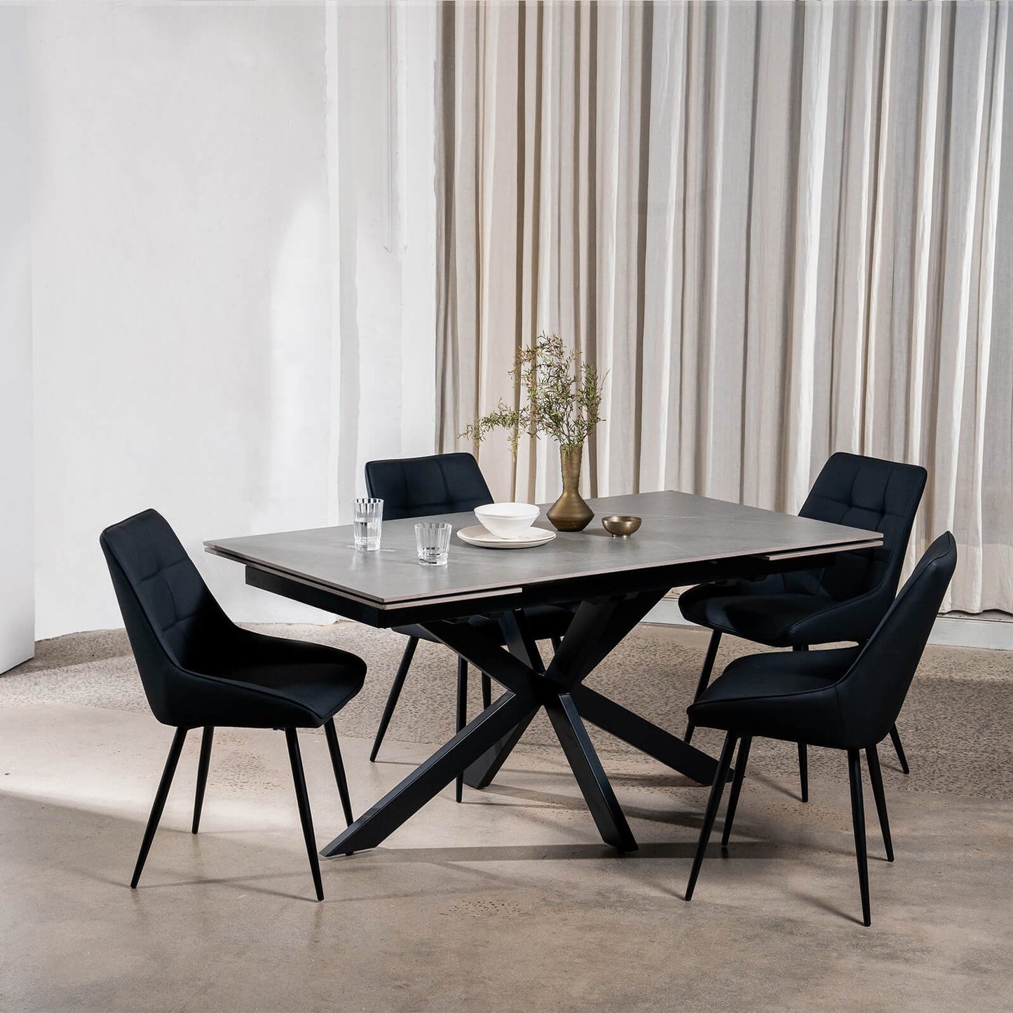 Regency | Contemporary Grey White Ceramic 6 - 8 Extension Dining Table | Grey