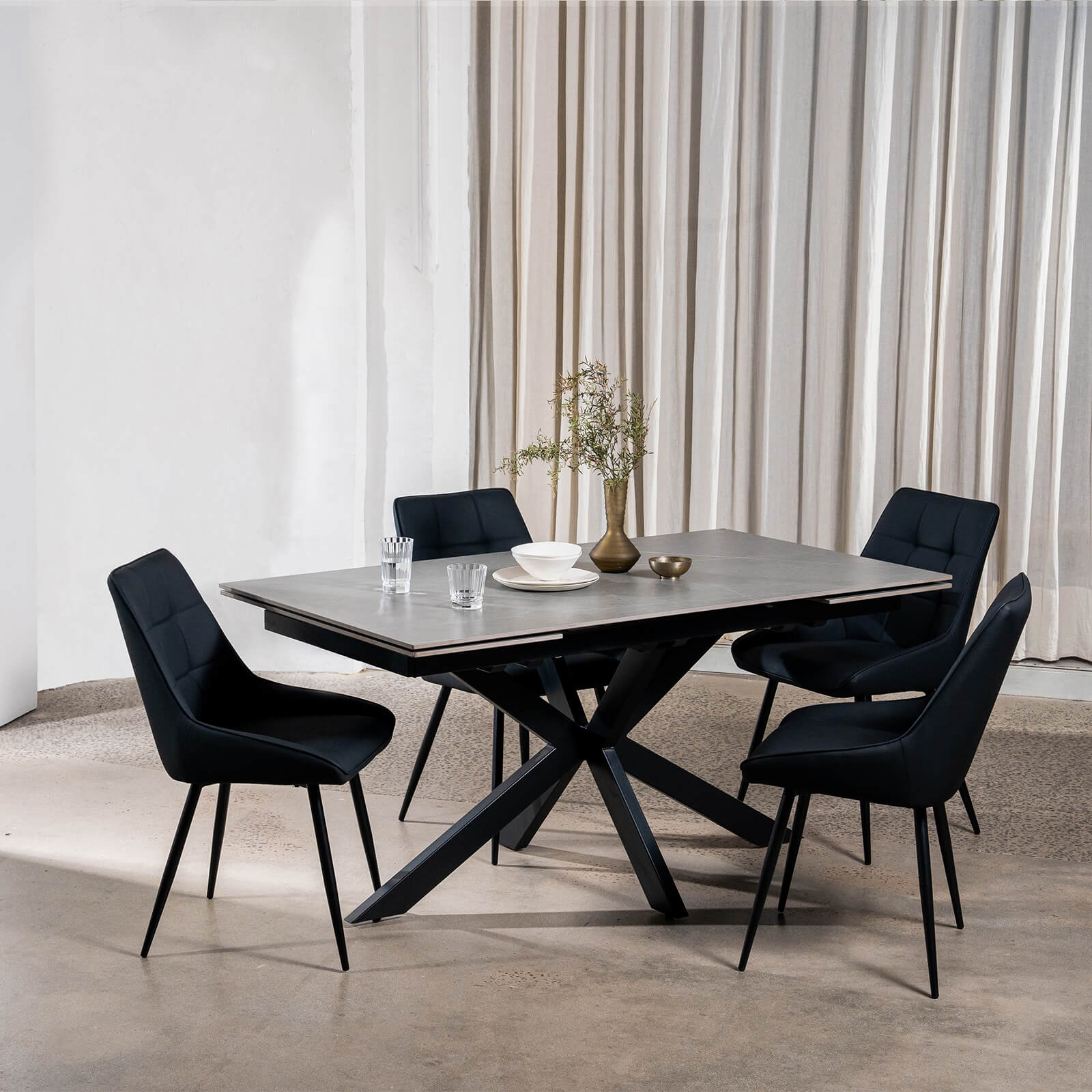 Regency | Contemporary Grey White Ceramic 6 - 8 Extension Dining Table | Grey