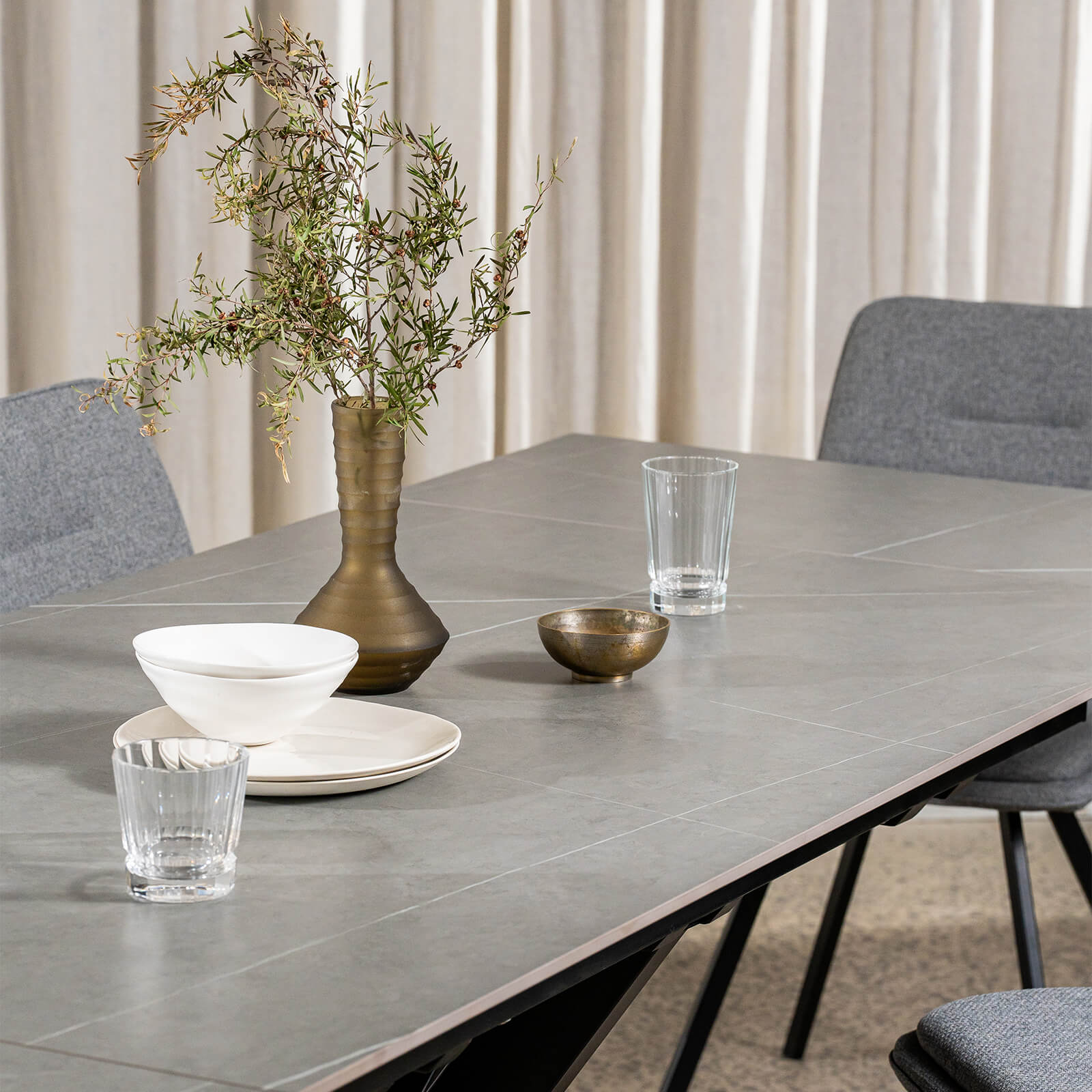 Regency | Contemporary Grey White Ceramic 6 - 8 Extension Dining Table | Grey