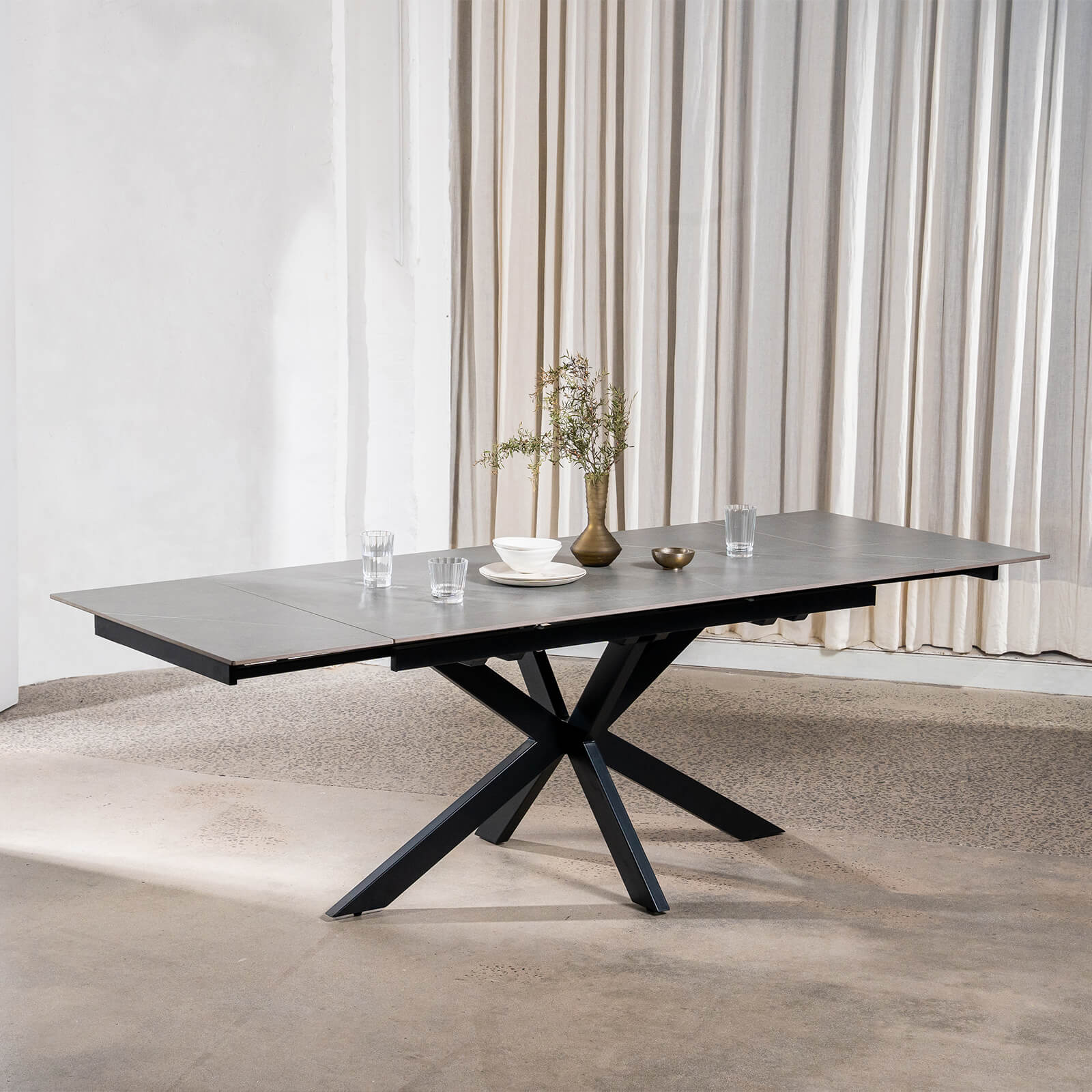 Regency | Contemporary Grey White Ceramic 6 - 8 Extension Dining Table | Grey