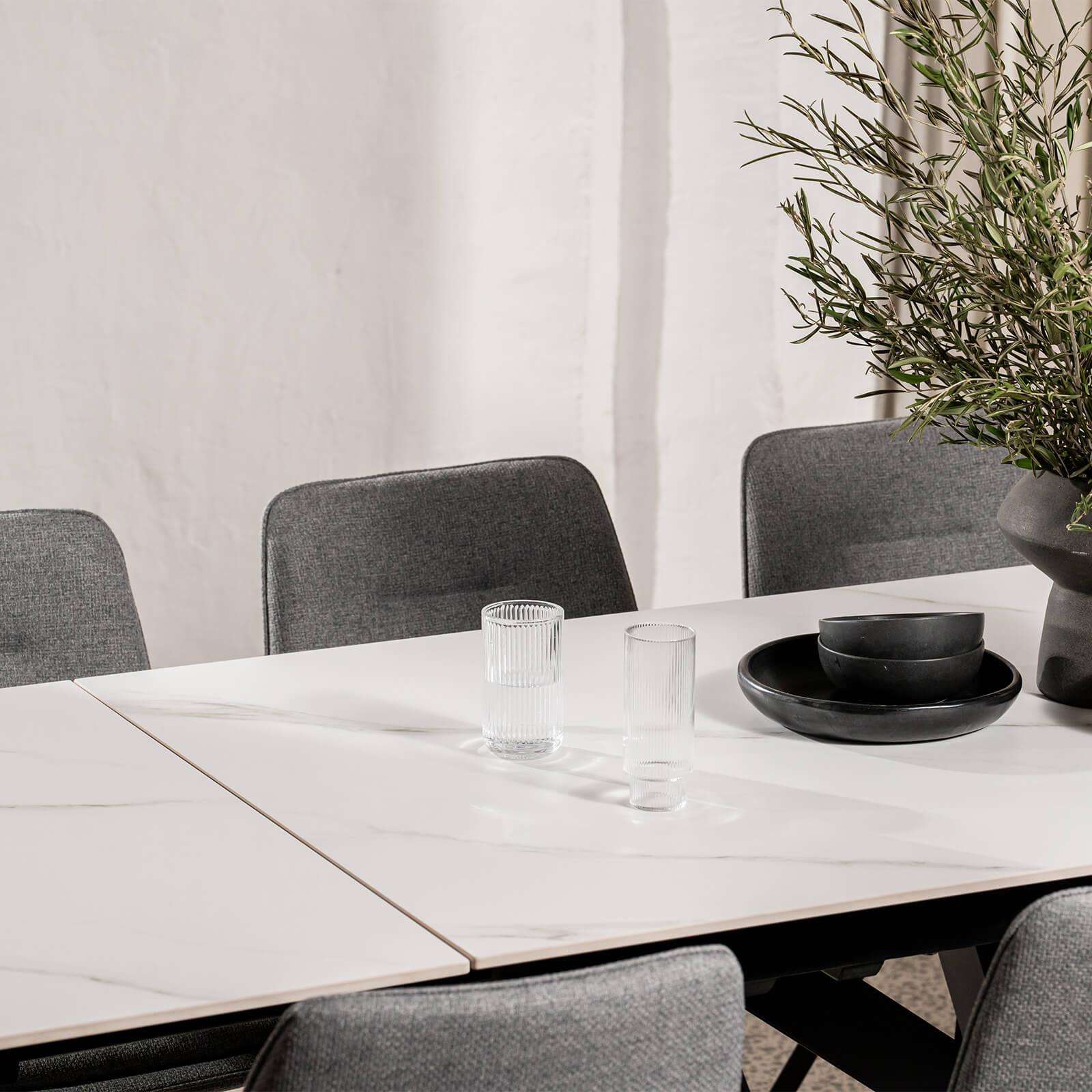 Regency | Contemporary Grey White Ceramic 6 - 8 Extension Dining Table | White