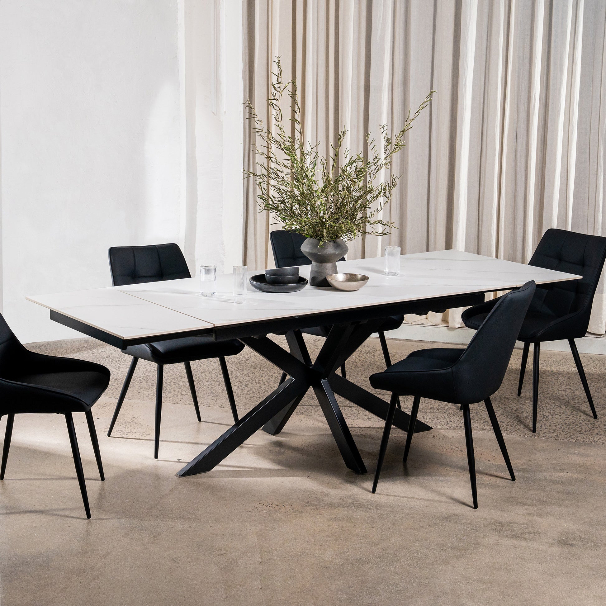 Regency | Contemporary Grey White Ceramic 6 - 8 Extension Dining Table | White