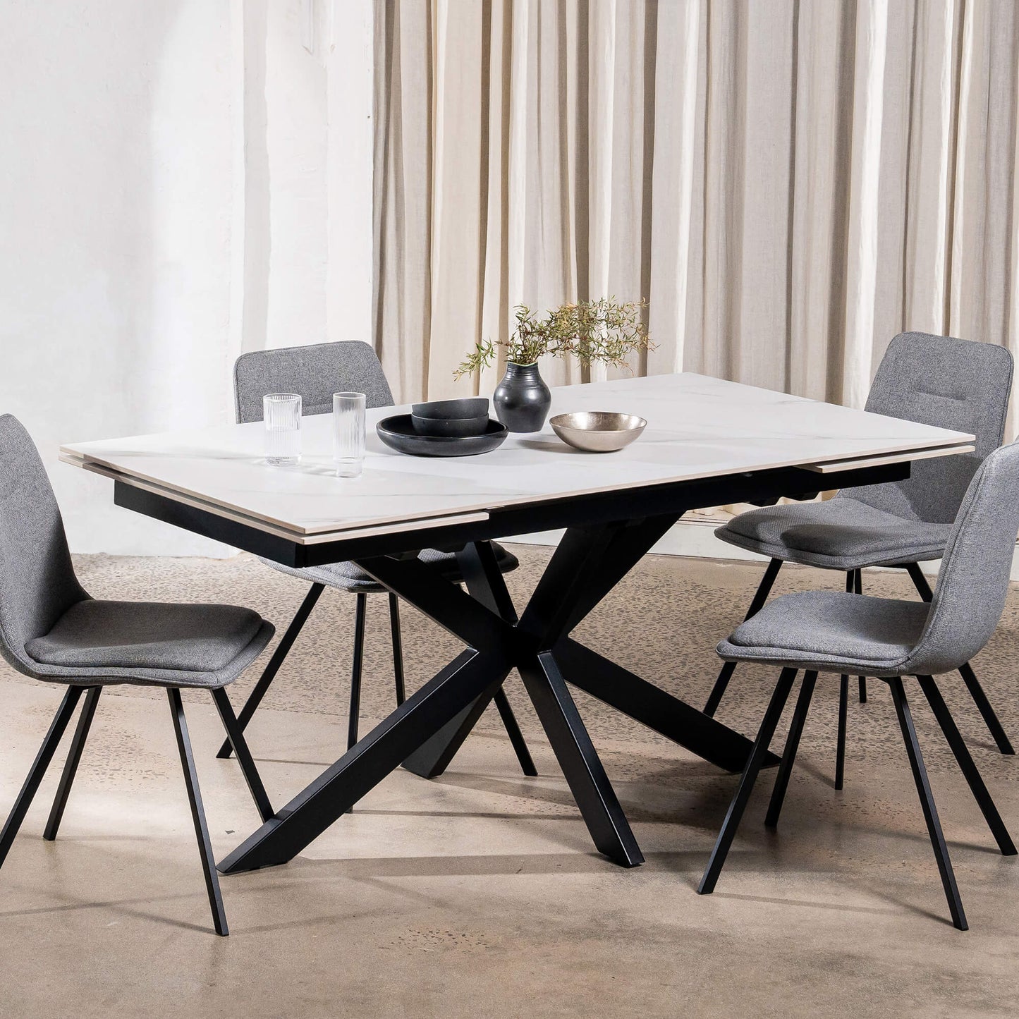 Regency | Contemporary Grey White Ceramic 6 - 8 Extension Dining Table | White