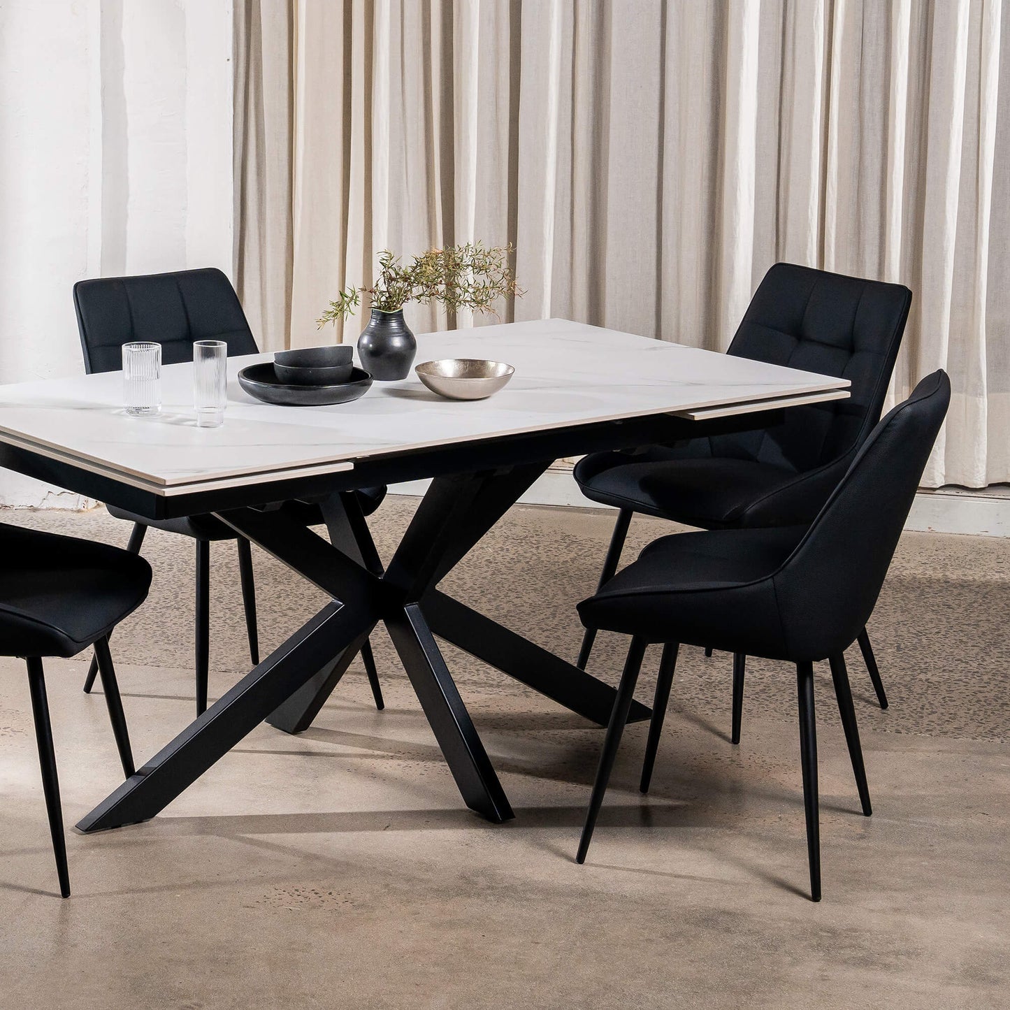 Regency | Contemporary Grey White Ceramic 6 - 8 Extension Dining Table | White
