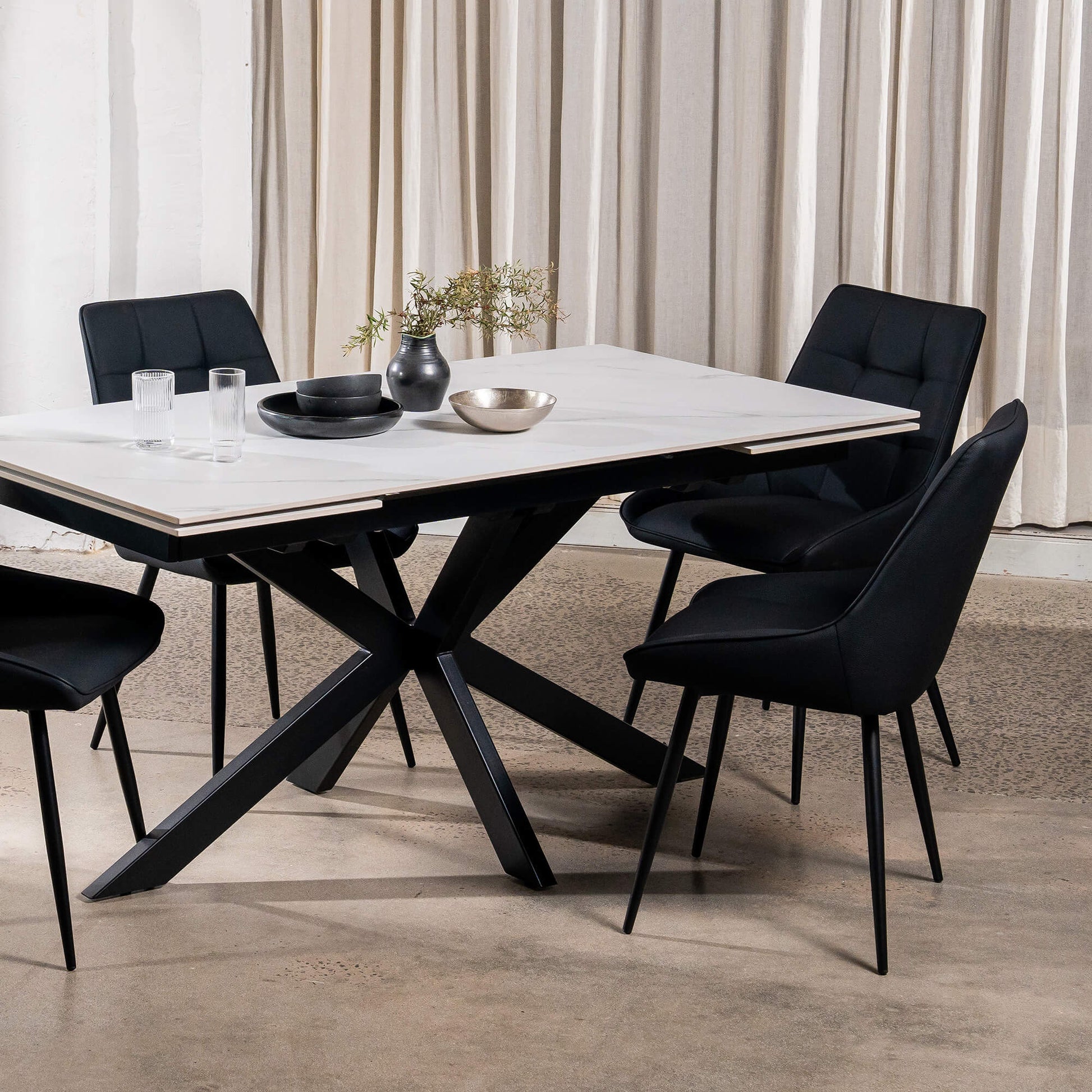 Regency | Contemporary Grey White Ceramic 6 - 8 Extension Dining Table | White