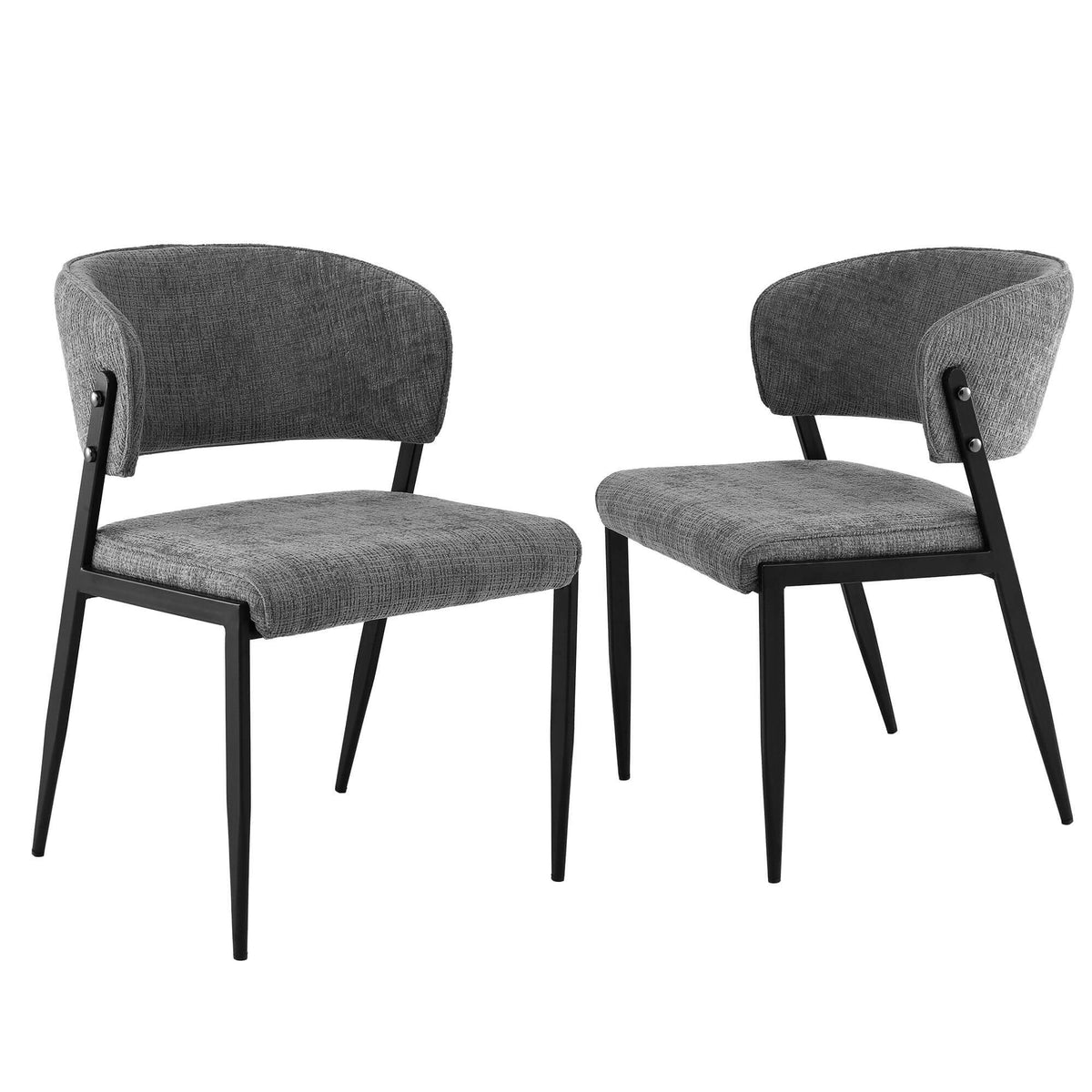 Regency | Grey Mustard Beige Linen Fabric Wooden Dining Chairs | Set Of 2 | Grey