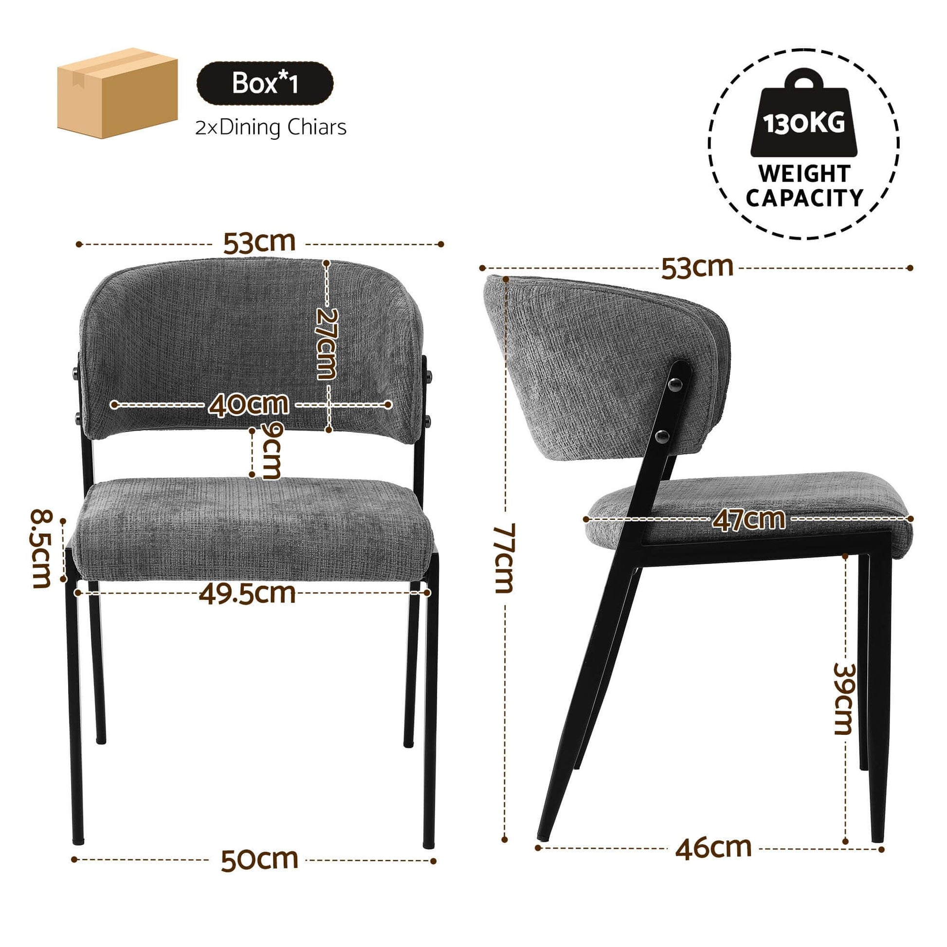 Regency | Grey Mustard Beige Linen Fabric Wooden Dining Chairs | Set Of 2