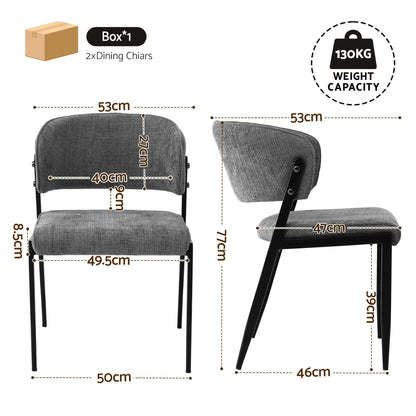 Regency | Grey Mustard Beige Linen Fabric Wooden Dining Chairs | Set Of 2 | Grey