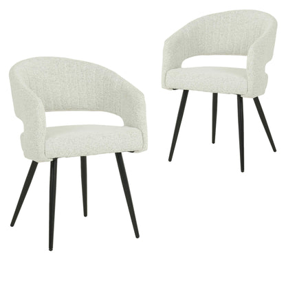 Renwick | Boucle Modern Metal Fabric Dining Chairs | Set Of 2 | Sand