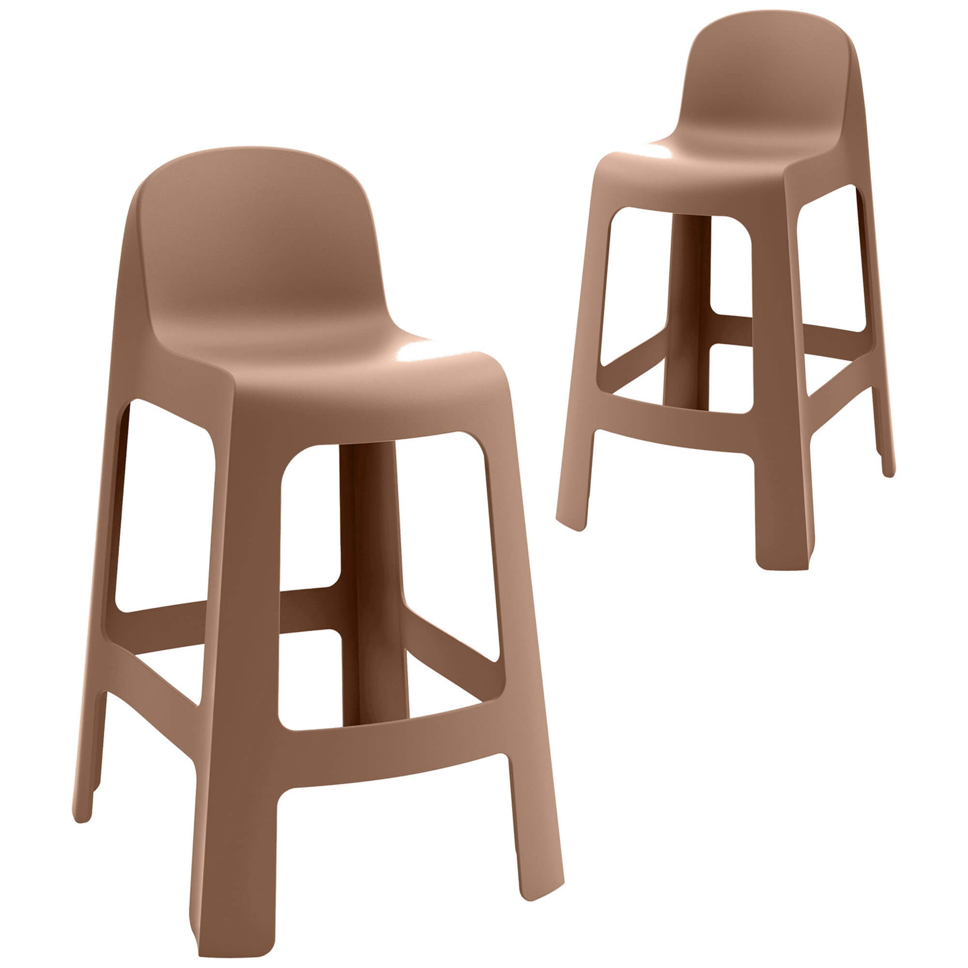 Riverbank | Contemporary Coastal Brown Green Plastic Outdoor Bar Stools | Brown