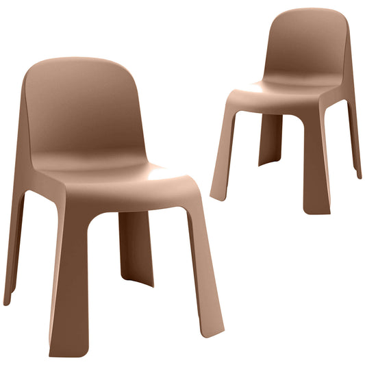 Riverbank | Contemporary Coastal Brown Green Plastic Outdoor Dining Chairs | Brown