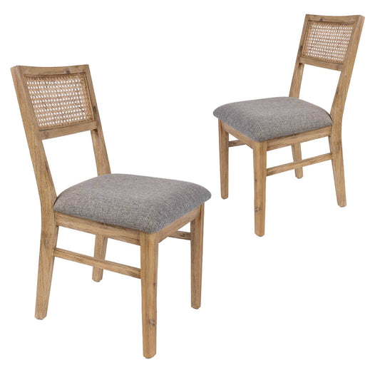 Riverbank | Coastal Fabric Wooden Dining Chairs | Set Of 2 | Smoke grey