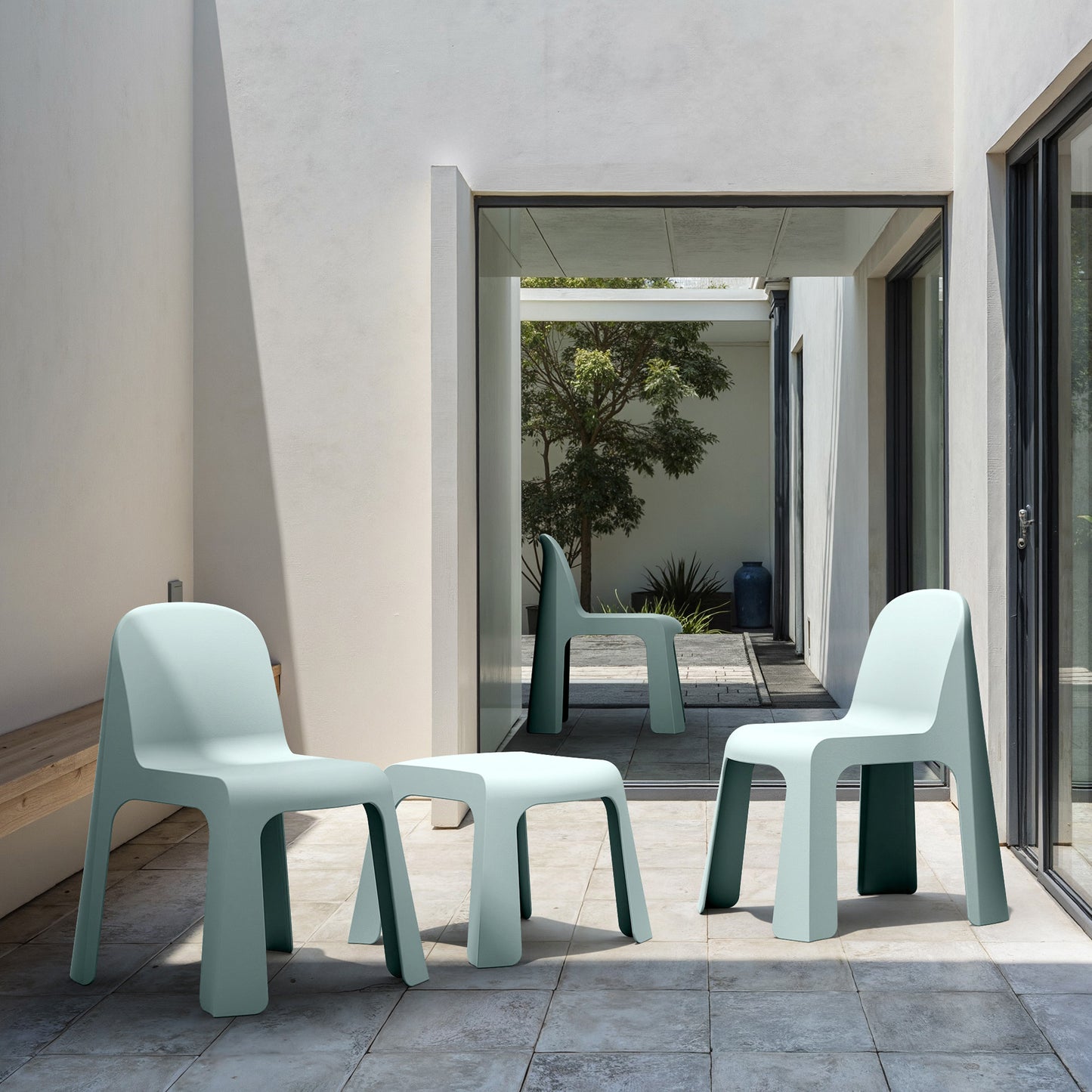Riverbank | Contemporary Coastal Brown Green Plastic Outdoor Dining Chairs | Green