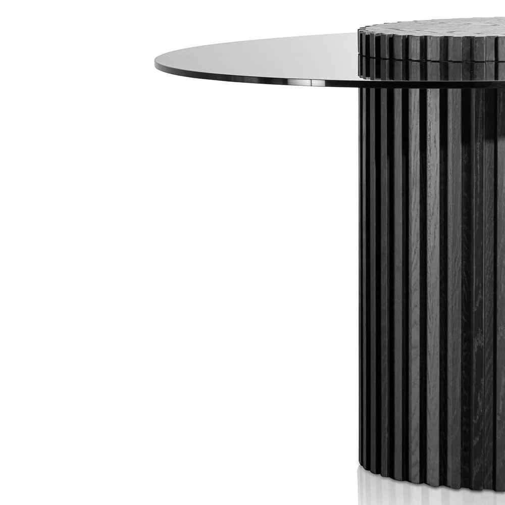 Riviera | 1.2m 4 Seater Black Wooden Round Glass Table
