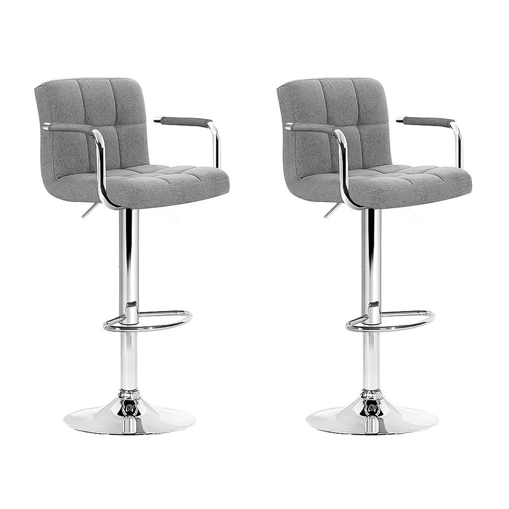 Ronan | Swivel Modern Grey Fabric Bar Stools With Arms | Set Of 2