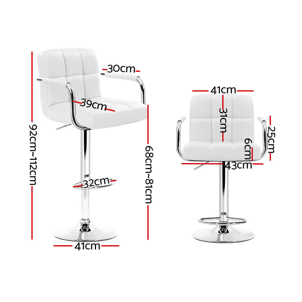 Ronan | Swivel Modern Black White PU Leather Bar Stools With Arms | White