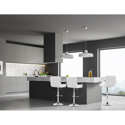 Ronan | Swivel Modern Black White PU Leather Bar Stools With Arms | White