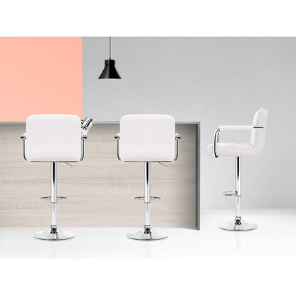 Ronan | Swivel Modern Black White PU Leather Bar Stools With Arms | White