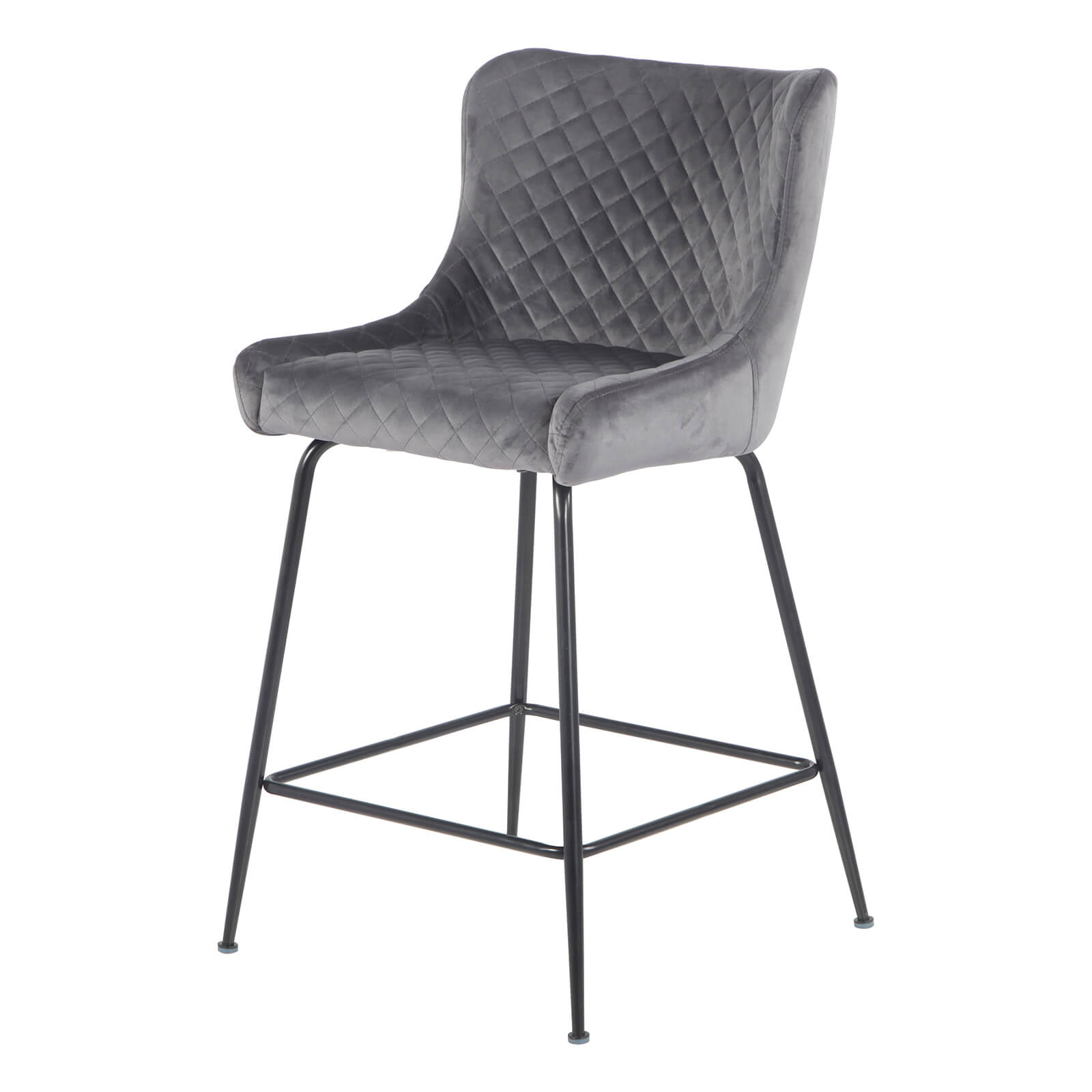 Rozelle | Metal Modern Velvet Bar Stools | Set Of 2 | Grey