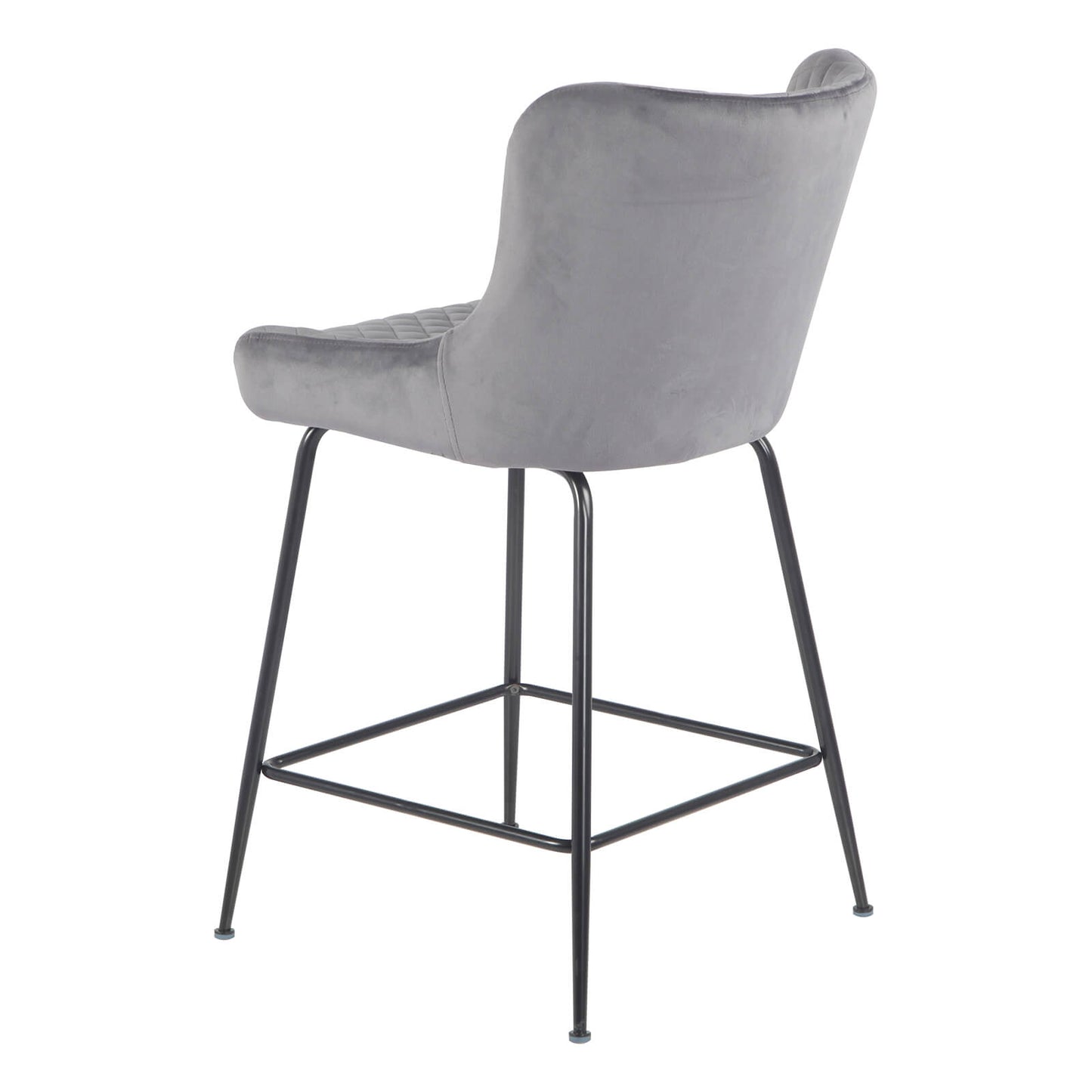 Rozelle | Metal Modern Velvet Bar Stools | Set Of 2 | Grey