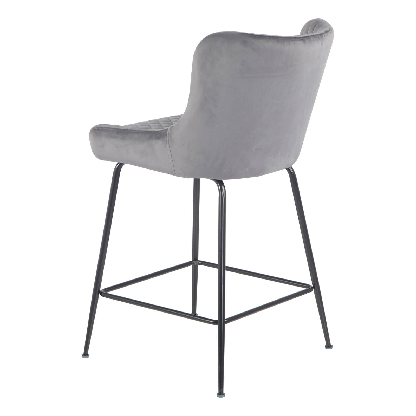 Rozelle | Metal Modern Velvet Bar Stools | Set Of 2 | Grey