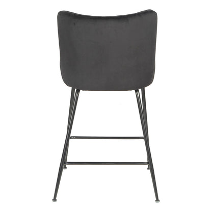 Rozelle | Metal Modern Velvet Bar Stools | Set Of 2 | Grey