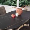 Sacramento | Wooden Ceramic Black Grey 1.4m Oval Extension Table