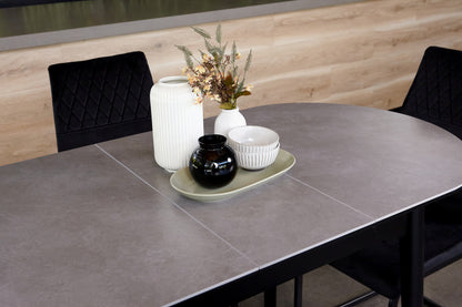 Sacramento | Wooden Ceramic Black Grey 1.4m Oval Extension Table | Greystone