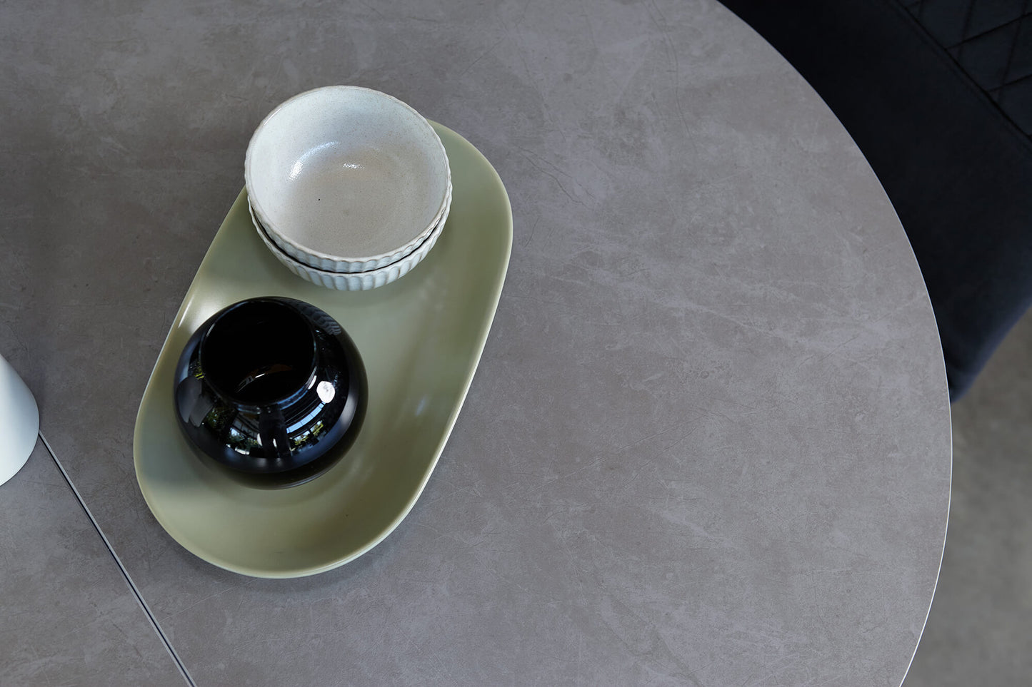 Sacramento | Wooden Ceramic Black Grey 1.4m Oval Extension Table | Greystone