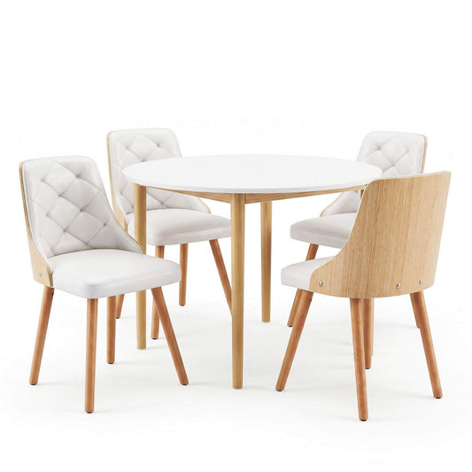 Salamanca Cobberas | Modern White Wooden Round Dining Table Set