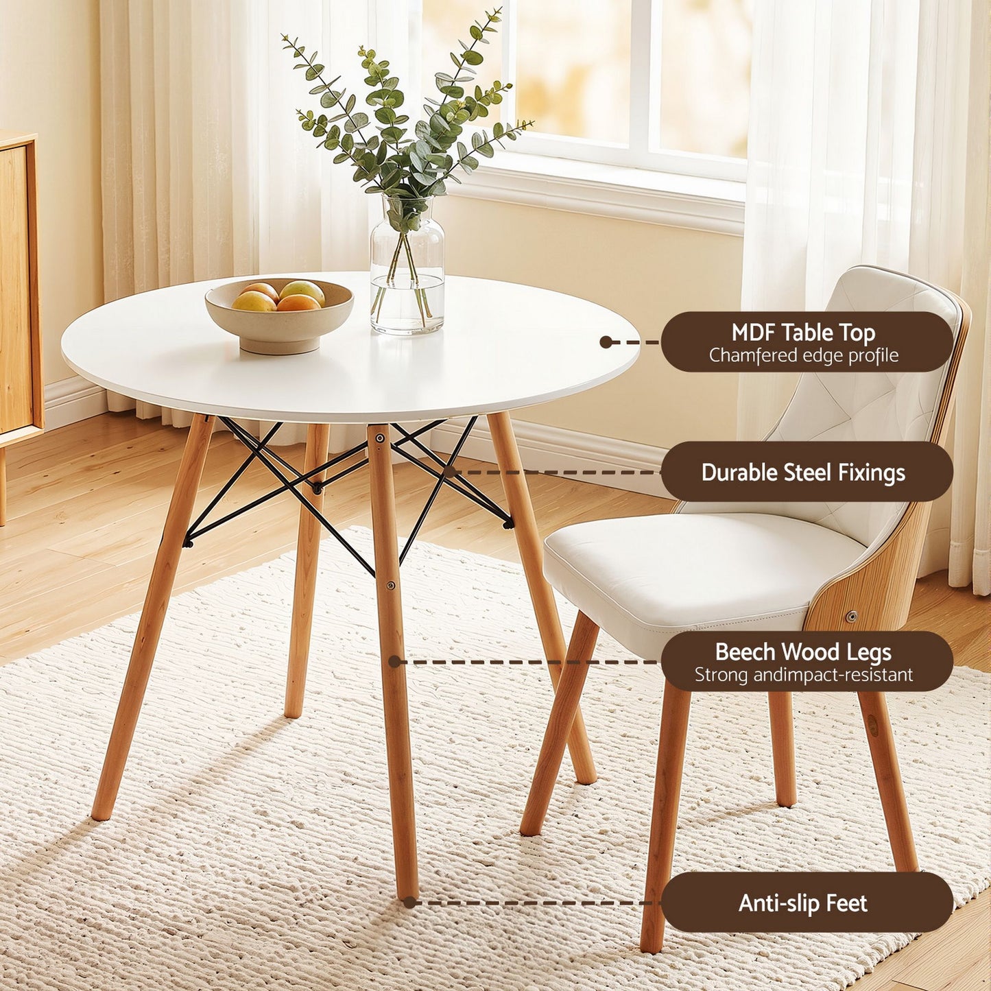 Salamanca Minerva | Modern White Round Dining Table Set