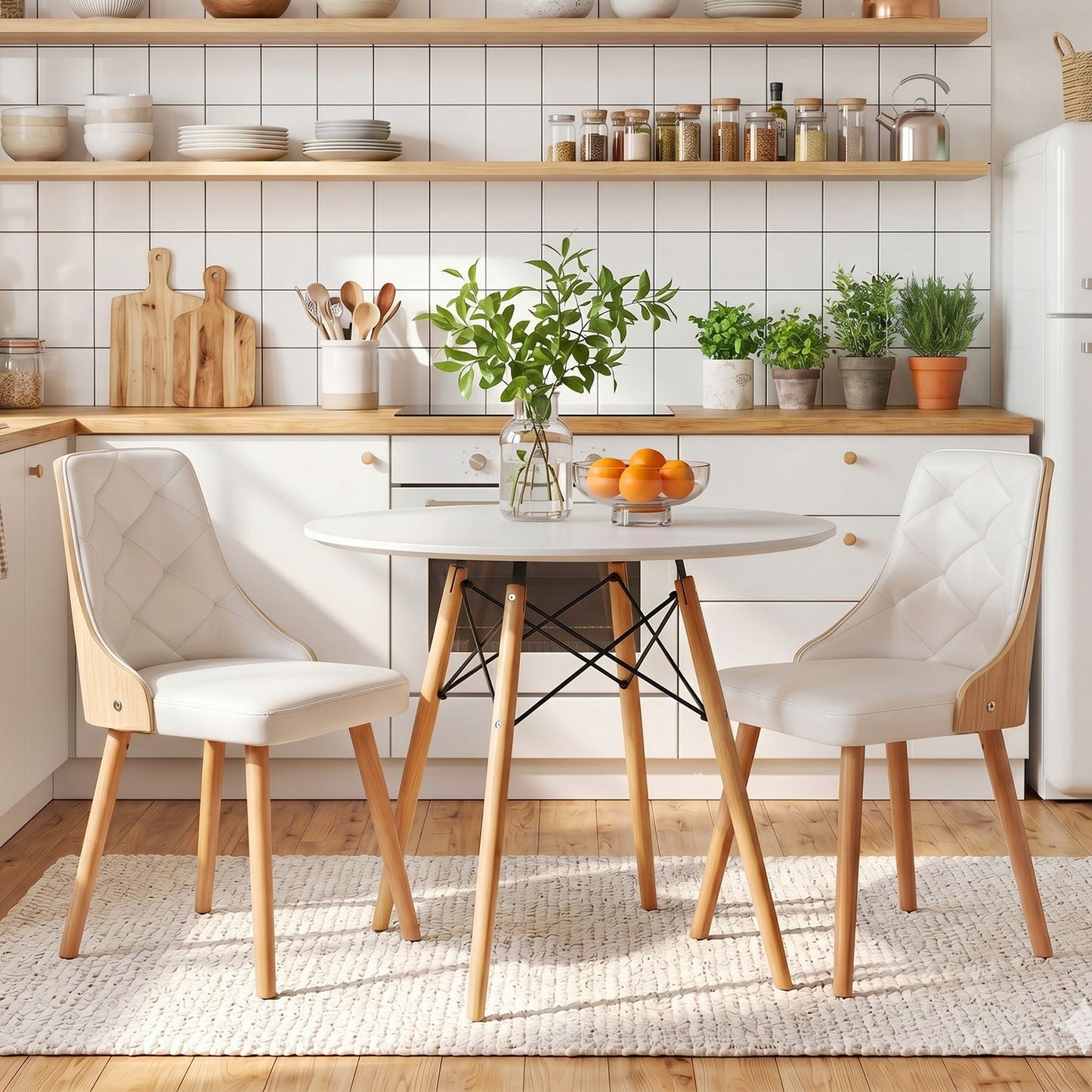 Salamanca Minerva | Modern White Round Dining Table Set