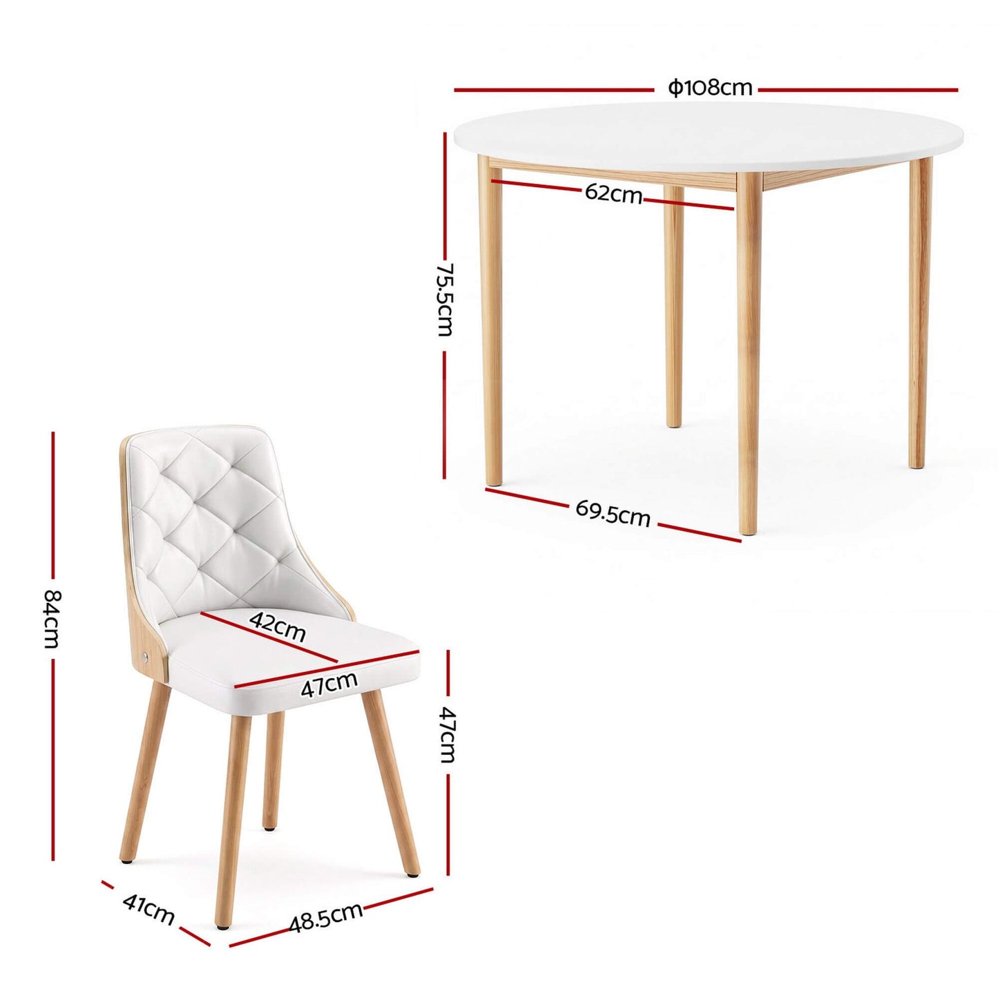 Salamanca Cobberas | Modern White Wooden Round Dining Table Set