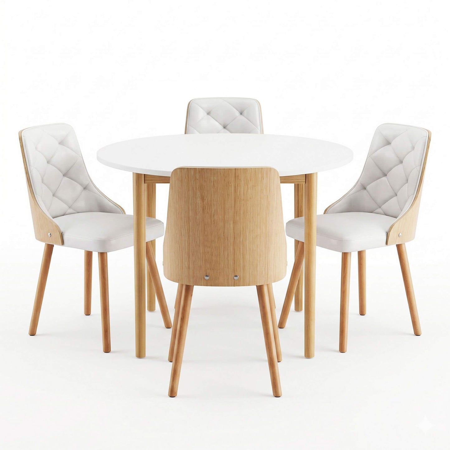 Salamanca Cobberas | Modern White Wooden Round Dining Table Set