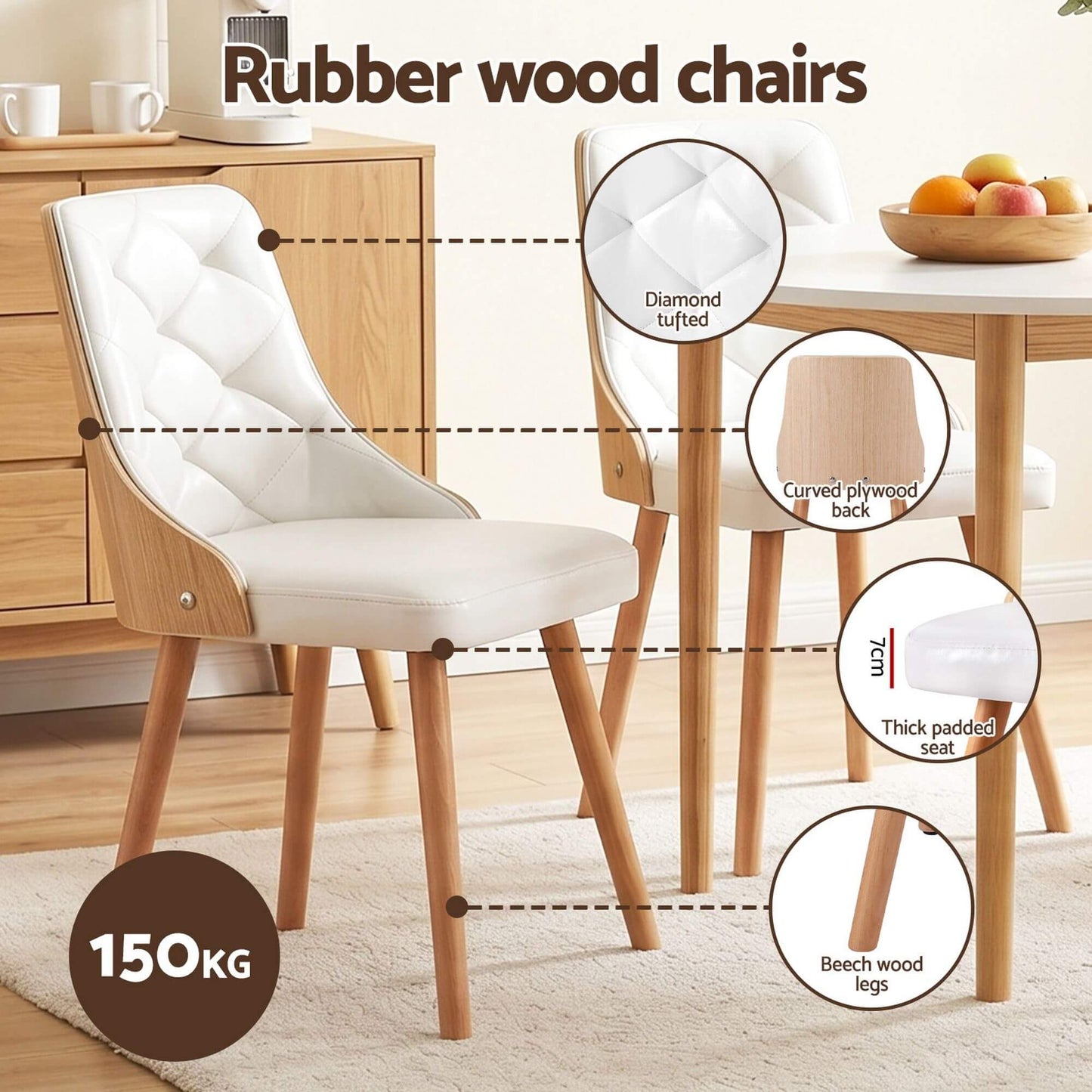 Salamanca Cobberas | Modern White Wooden Round Dining Table Set