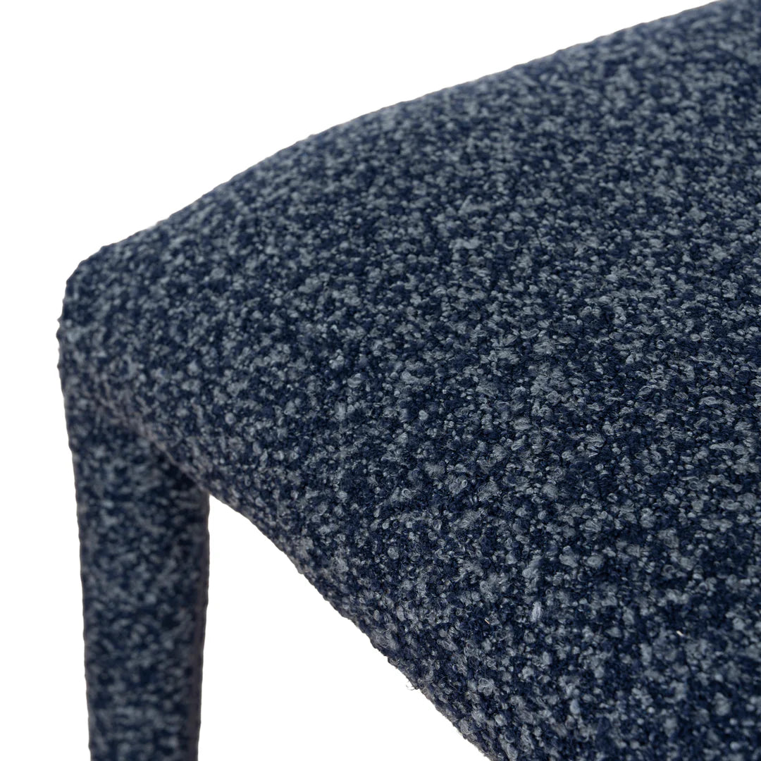 Salina | Mid Century Oatmeal Midnight Blue Textured Fabric Dining Chairs | Blue