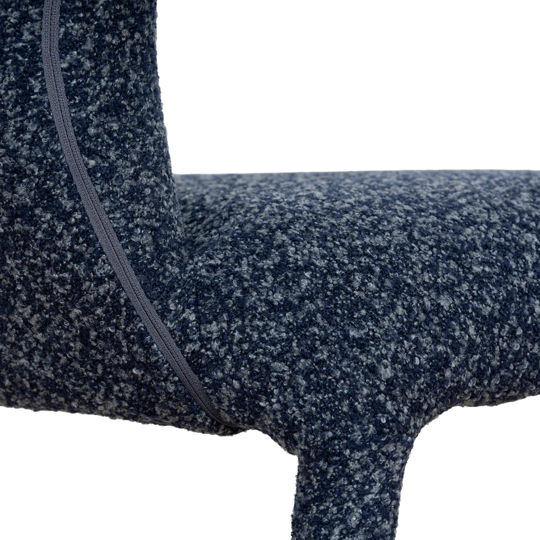 Salina | Mid Century Oatmeal Midnight Blue Textured Fabric Dining Chairs | Blue