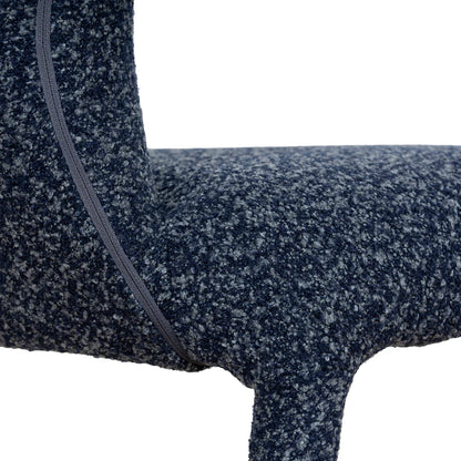 Salina | Mid Century Oatmeal Midnight Blue Textured Fabric Dining Chairs | Blue